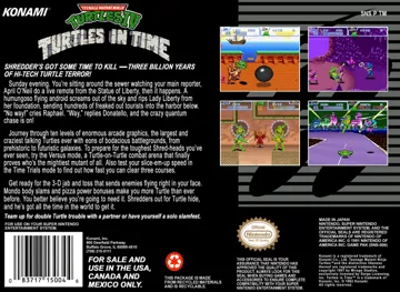 Teenage Mutant Ninja Turtles IV - Turtles in Time (USA) (Beta 1) box cover back